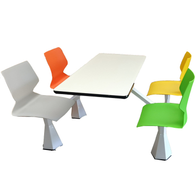 东业家具 酒店桌椅食堂餐厅连体餐桌椅ZX-C010一桌四椅 1200*600*750 套