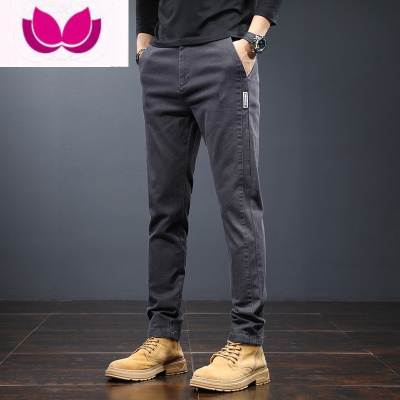 七斓牛仔裤男款冬季加绒潮牌工装长裤2023新款宽松直筒休闲裤子男