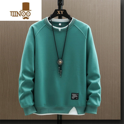 YANXU2023新款春季男士假圆领卫衣冬款中山加绒长袖t恤上衣服