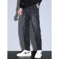 新款渐变男士运动裤秋季高级感立体方块抽绳时尚大码提花休闲裤潮