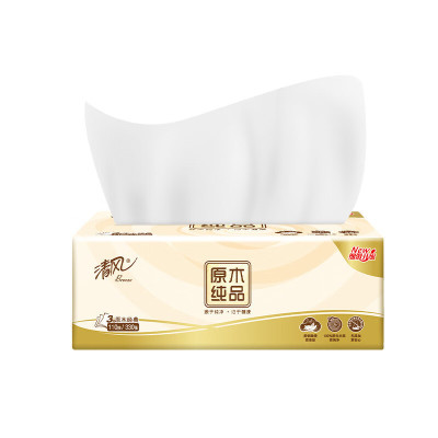 清风清风抽纸原木纯品BR43NC3层110抽1提4包 12提/箱