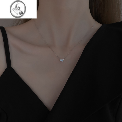 JiMi925银银爱心项链女2022年新款毛衣锁骨链高级设计感小众轻奢吊坠