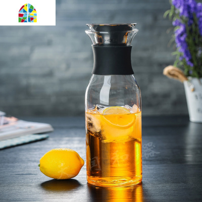 加厚大容量玻璃凉水壶 家居水具耐热茶壶丹麦冷水壶 FENGHOU 1.4升直丹麦+双层杯[两个]