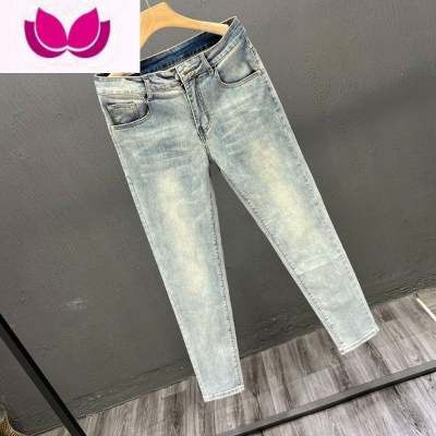 七斓高街直筒拉链潮流微弹男潮九分裤牛仔裤气质青春流行春季水洗中腰