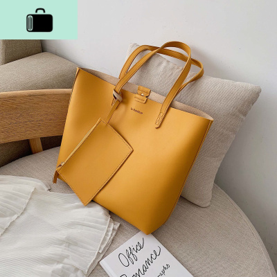 休闲大包包女2019韩版大容量手提包纯色潮百搭托特包单肩流行包包NEW LAKE女士单肩包