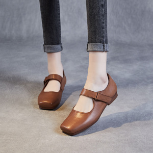 方头复古单鞋女年春季新款小众设计新中式浅口低跟玛丽珍女鞋