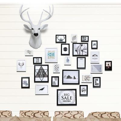 美帮汇欧式鹿头壁挂相框挂墙组合壁饰挂件酒吧理发店装饰墙面墙上装饰品