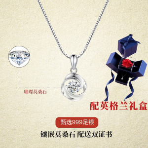 鑫铂尼 莫桑钻石银项链四叶草吊坠女首饰时尚饰品银饰女士老婆结婚纪念日三八妇女节礼物送女友轻奢设计感520礼品