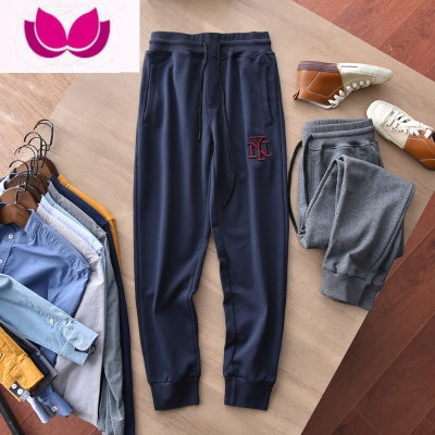 七斓精致刺绣!弹力针织毛圈束脚卫裤男舒适休闲收口运动裤潮