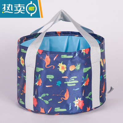 敬平便携式泡脚桶旅行折叠式泡脚提水桶加深大洗脸盆洗漱水袋户外水盆 [15升]火烈鸟蓝