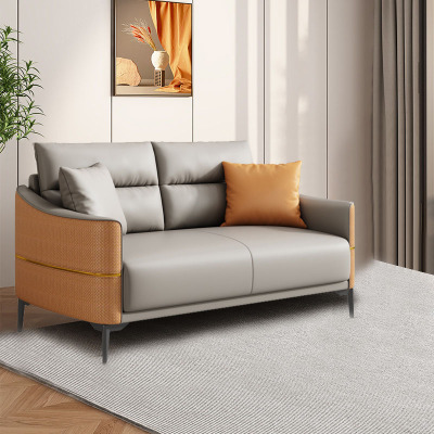 绵冠 简约时尚办公商务接待洽谈西皮沙发 卡其色双人位1350*820*880mm