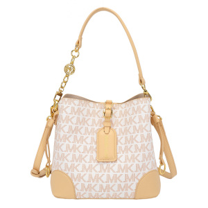 MKJ专柜正品欧美时尚水桶包2022夏新款百搭高级感单肩斜跨手提包女百搭托特包包 MKJ-6087#米白色