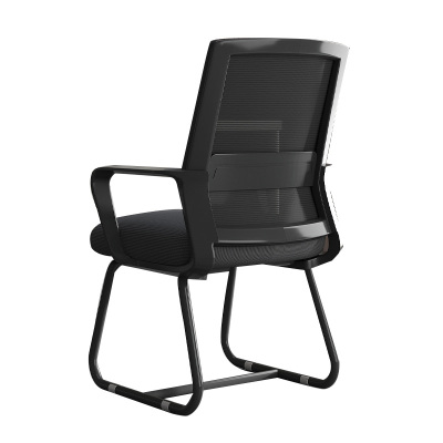 DXBG办公椅子电脑椅舒适久坐家用办公室职员会议工位座椅靠背升降转椅[弓形脚]黑框 黑网(宽厚腰拖)