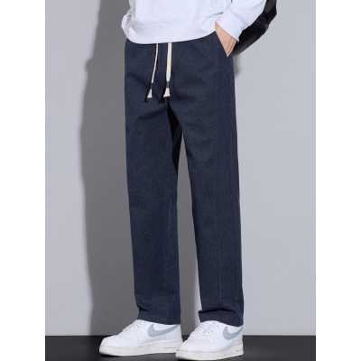 春秋厚款男士商务休闲裤新款纯色简约日常基础通勤款大码男裤潮牌