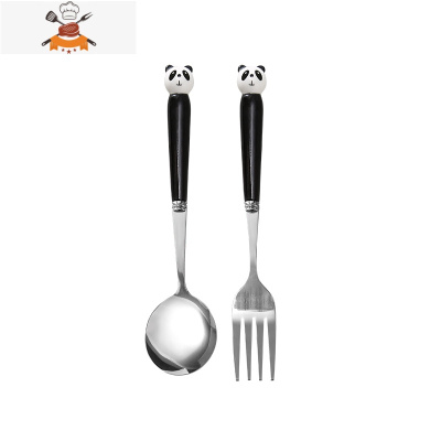刀叉勺三件套家用可爱牛排刀叉盘子套装西餐餐具吃饭儿童叉子勺子 敬平 叉勺(熊猫)
