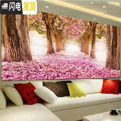 三维工匠十字绣2019新款绣全满线绣大幅客厅樱花树大气家用 大格/4股[高亮丝线]237*113cm[精准印花][送刺绣