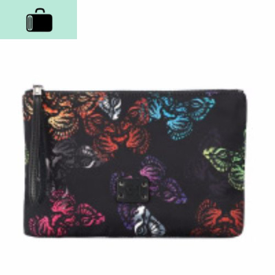 原创设计韩版手包 潮流尚男女手拿包信封包潮 新款蝴蝶图案手拿包NEW LAKE 黑色关注店铺-送礼品男士手拿包