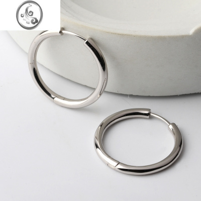 JiMi29mm 925银银大耳圈实心重工圆环圈圈耳环简约百搭冷淡风素圈耳饰