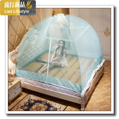 免安装有底蚊帐拉链双成人蒙古包打地铺伞形防蚊罩1m1.5米1.8床 三维工匠