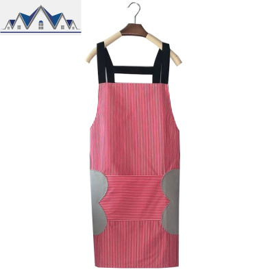 围裙可爱日系竖条背带式可擦手家用韩版时尚厨房防水防油工作服女 三维工匠