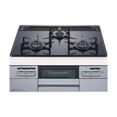 日本NORITZ能率fami系列三眼头嵌入式烤箱灶自动版上黑下银60cm N3WT6RWASSIC-13A燃气灶
