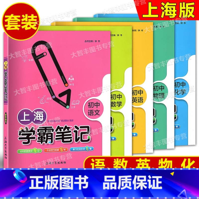 学霸笔记 初中 5科(全5本) [正版]钟书金牌 上海学霸笔记初中 语文数学英语物理化学 789年级/七八九年级通用初中