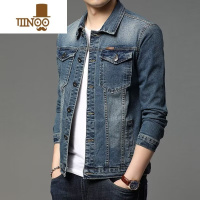 YANXU牛仔外套男秋季新款翻领韩版水洗工装夹克气质修身男牛仔衣