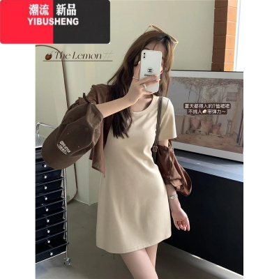YIBUSHENG连衣裙2024新款女春秋打底裙子显高显瘦短裙季修身小个子t恤裙