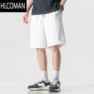 HLCOMAN男士白色运动短裤男潮牌美式冰丝速干裤2025新款半截裤夏季五分裤