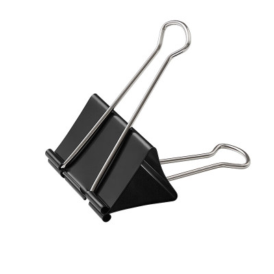 齐心(COMIX)财务办公用票夹燕尾夹 6只/盒 纸张固定金属夹子黑色强力长尾夹 75mm 单盒装