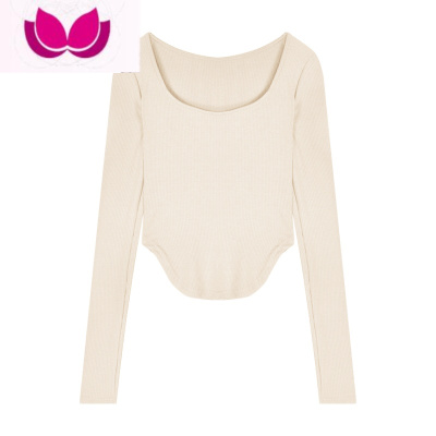 七斓早春t恤女2023新款修身韩版打底衫内搭秋季薄款纯欲风长袖上衣ins