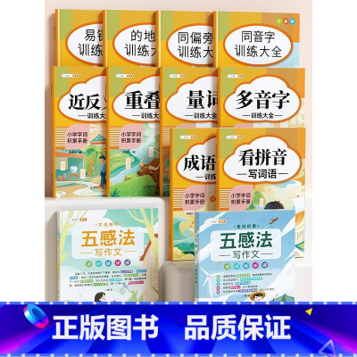 [作文提升12本]词语积累+五感法写作文 小学通用 [正版]小学生 词语积累大全训练小学一年级二年级同音字多音字近义词反