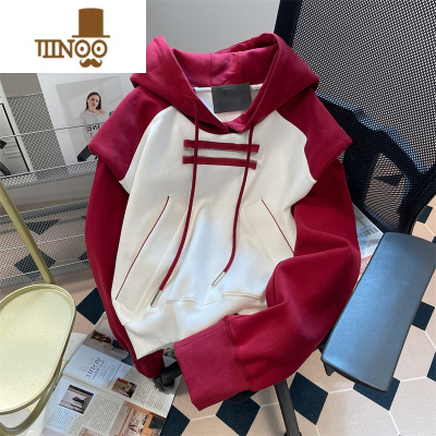 YANXU美式潮牌hiphop撞色连帽薄款卫衣男女感港风炸街工装外套