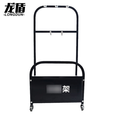 龙盾移动手推式装备架 保安防卫钢叉防护装备支架学校工厂用蓝色