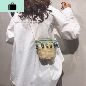 编包包女包2020新款编织民族苏水桶包休闲个性单肩斜挎包潮NEW LAKE女士单肩包