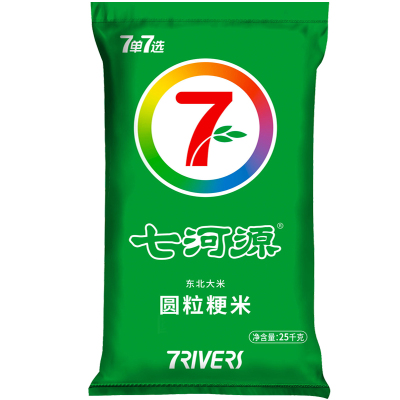 七河源 圆粒粳米25kg 东北大米当季新米 圆粒大米