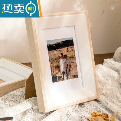 敬平木质相框摆台6寸7寸8寸定制洗照片做成画框放大挂墙儿童摆件相册 双色原白 可定制尺寸 联系客服 (限60cm以内)