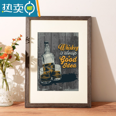 敬平实木画框装裱木质相框挂墙四4k8k八开水彩素描a3a4纸油画框架18寸 黑木纹 8寸可摆可挂[内径15.0*20.1