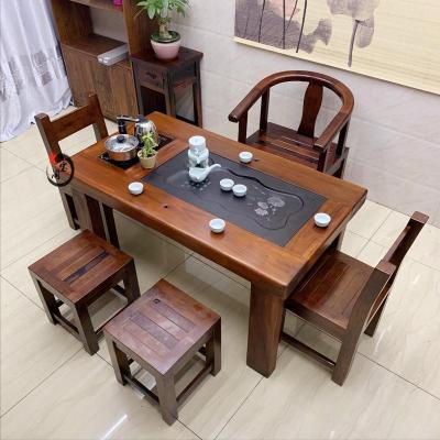 森美人老船桌椅组合4人小茶台实桌阳台小茶几茶桌茶具套装一体
