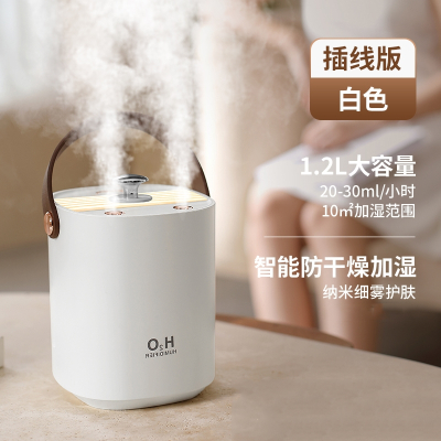 法耐加湿器小型办公室桌面家用卧室空调大喷雾空气净化机_白色插电版温馨夜灯蓝色米白色备注