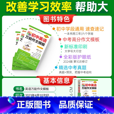 图解速记英语作文(携带便携) 初中通用 [正版]2025新初中语文作文模板七年级八九年级中考英语作文素材初一二三高分范文