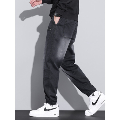 仿牛立体松紧腰运动裤休闲男新款宽松版型系带束脚百搭简约哈伦裤