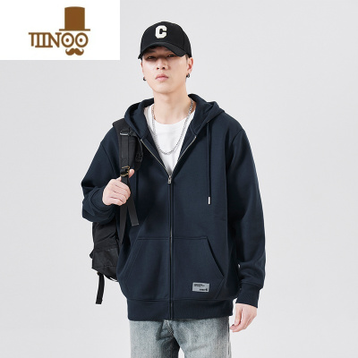 YANXU连帽拉链开衫卫衣男士衣服潮牌宽松大码加绒休闲外套