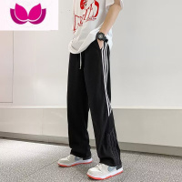 七斓男生休闲裤新款黑色长裤潮牌宽松百搭直筒阔腿裤运动拖地裤