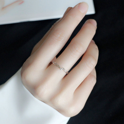 戒指女小众设计S999足银冷淡风简约高级感线条ins开口戒闺蜜对戒送女朋友老婆情人节七夕生日礼物