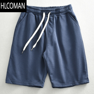 HLCOMAN日系复古夏季纯色毛圈运动短裤男直筒休闲卫裤慵懒松紧宽松五分裤
