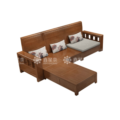 鑫星奈 XXN4031205实木沙发简约冬夏两用客厅沙发 三人贵妃位