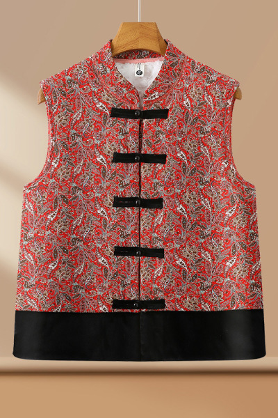 加绒加厚妈妈马甲 时尚复古中老年女装40-60岁洋气碎花外套马夹冬