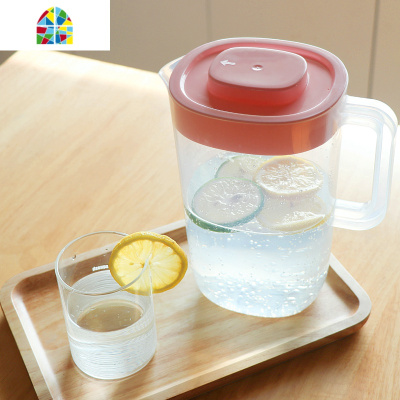 塑料冷水壶日式套装家用耐热凉水壶大容量可高温密封带杯子套装 FENGHOU 绿色套装(一壶四杯)