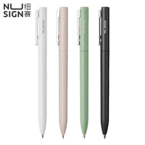 得力(deli)纽赛 臻顺滑黑色签字笔学生用学习用子弹头子弹头按动中性笔 [10支装/蓝色]0.5mm NS563